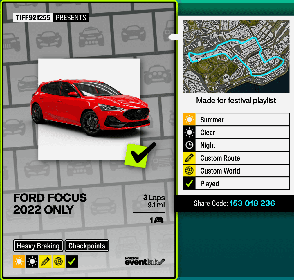 (FH6) I plan on making dedicated races to the weekly objectives that require spe