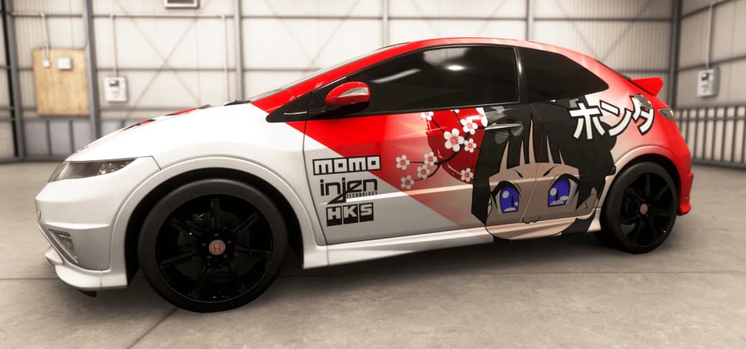 Some anime jumbled on an '07 Civic Type R - Share: 112-043-111