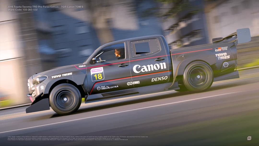 2019 Toyota #18 TGR Canon TOM's Tacoma TRD Pro Forza Edition